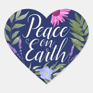 Peace on Earth Heart Shape Stickers