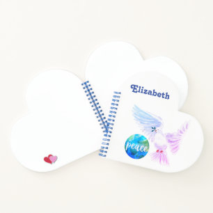 Peace on Earth Heart Shaped Notebook Customisable