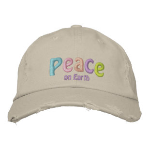 Peace On Earth, Hippie & Anti War Quote Embroidered Hat