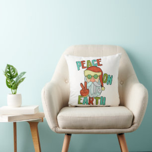 Peace on Earth Hippie Santa Cushion