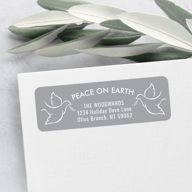 Peace on Earth Holiday Dove Gray Return Address Label (Creator Uploaded)