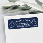 Peace on Earth Holiday Dove Navy Return Address Return Address Label<br><div class="desc">Wish family and friends the simple gift of peace for the holidays with these navy blue and white return address labels. All text on this template, including "Peace on Earth" is easy to customize to include any wording, such as Merry Christmas, Happy Holidays, Happy Hanukkah, Seasons Greetings, Cheers to the...</div>