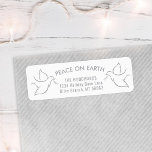 Peace on Earth Holiday Dove White Return Address Return Address Label<br><div class="desc">Wish family and friends the simple gift of peace for the holidays with these white and grey return address labels. All text on this template, including "Peace on Earth" is easy to customise to include any wording, such as Merry Christmas, Happy Holidays, Happy Hanukkah, Seasons Greetings, Cheers to the New...</div>