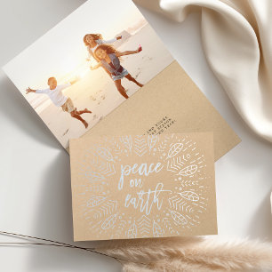 Peace on Earth   Holiday Photo Silver Foil Card