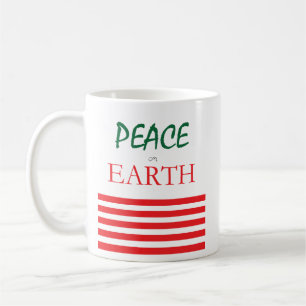 Peace on Earth Holiday Stripe Coffee Mug