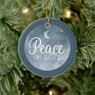 Peace on Earth Inspirational Christmas Photo Ceramic Ornament