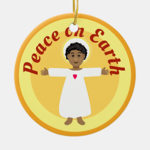 Peace on Earth Jesus and children Ceramic Ornament