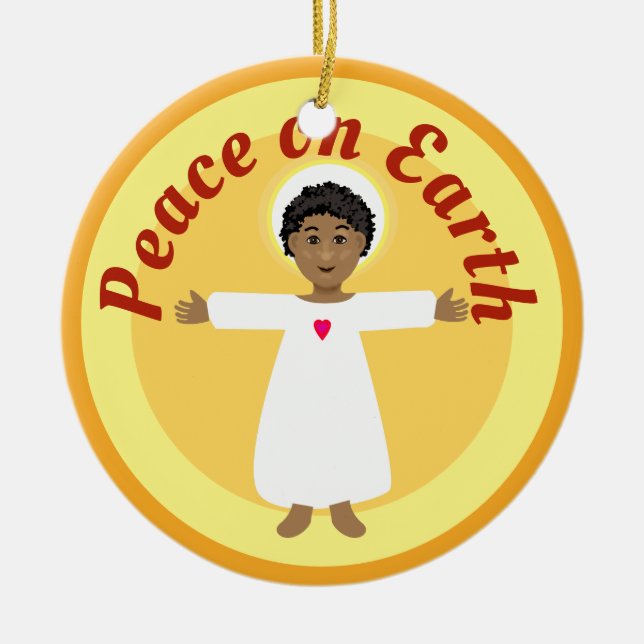 Peace on Earth Jesus and children Ceramic Ornament (Front)