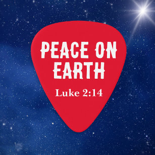 Peace on Earth Luke Bible Verse Red Christmas Guitar Pick