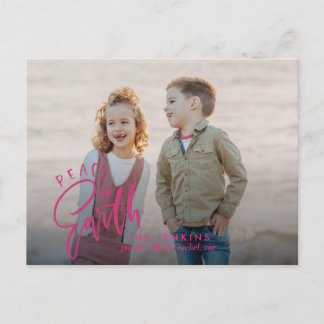 Peace on earth | Magenta | Christmas Holiday Photo Postcard