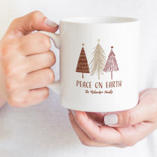 Peace On Earth Merry Christmas Trees Snow Holiday  Coffee Mug