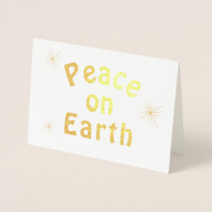 Peace on Earth Minimalist Gold Text Foil Card