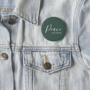 Peace on Earth Minimalist Simple Green Holiday 6 Cm Round Badge