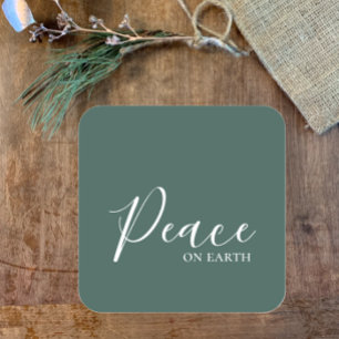 Peace on Earth   Minimalist Simple Green Holiday  Square Sticker