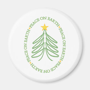 Peace On Earth Modern Holiday Tree and Quote Magnet
