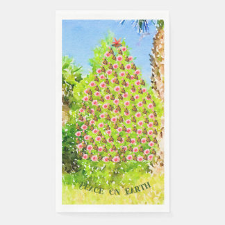Peace On Earth Monarch Butterfly Christmas Tree  Napkin
