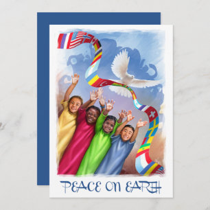 Peace on Earth. Multicultural Kids Holiday Cards