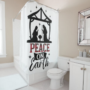 Peace On Earth Nativity Shower Curtain
