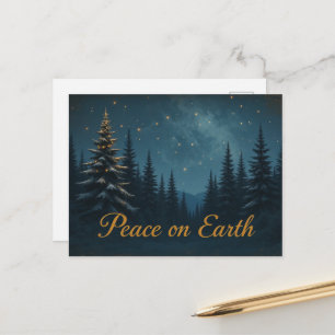 Peace on Earth Night Sky Christmas Elegant Postcard