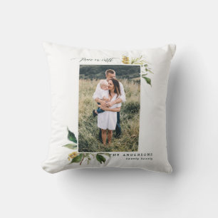 peace on earth painted floral photo holiday cushion