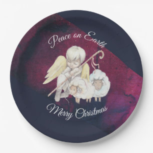 Peace on Earth Pastoral Shepherd Merry Christmas Paper Plate