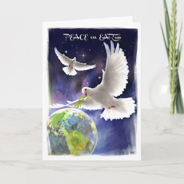 Peace on Earth. Peace Dove  Holiday Card (Front)