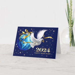Peace on Earth.  Peace Dove New Year's 2024 Holiday Card