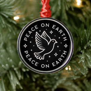 Peace on earth peace peaceful wishes Christmas Metal Ornament