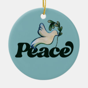 Peace on Earth Peaceful world design               Ceramic Ornament
