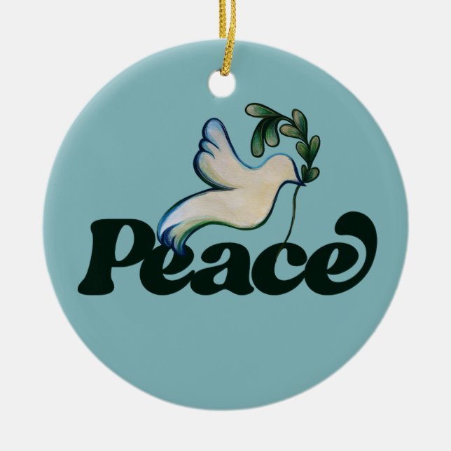 Peace on Earth Peaceful world design               Ceramic Ornament (Front)