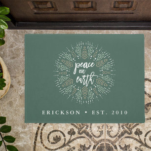 Peace on Earth Personalised Holiday Doormat