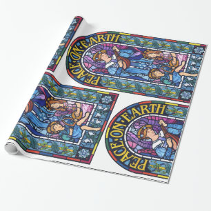 Peace on Earth Pre-Raphaelite stained glass Wrapping Paper