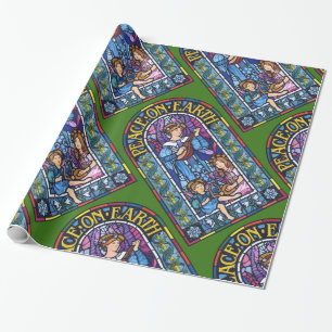 Peace on Earth Pre-Raphaelite stained glass Wrapping Paper