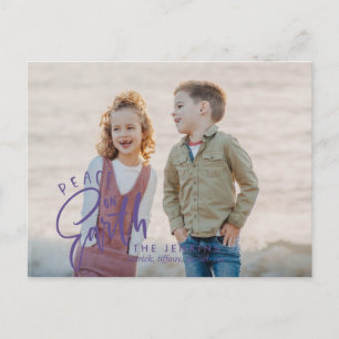 Peace on earth   Purple   Christmas Holiday Photo Postcard