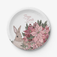 Peace on Earth Rabbit in Flowers Pink