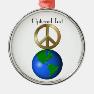 Peace on Earth Rebus Word Puzzle Metal Tree Decoration