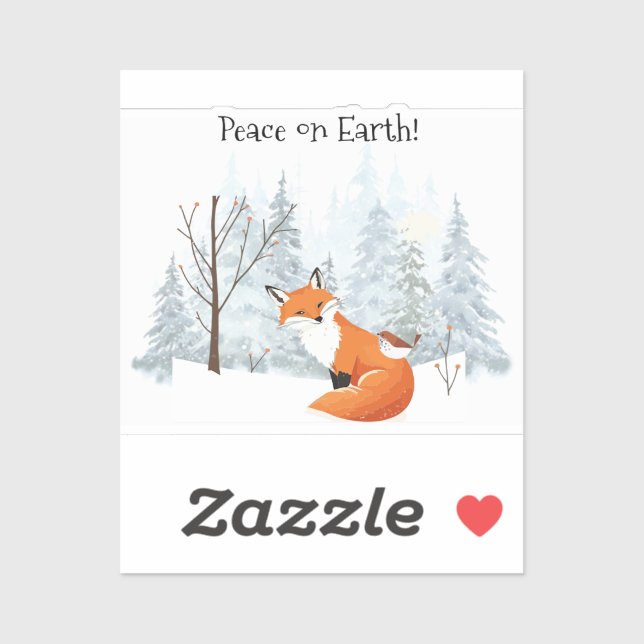 Peace on Earth Red Fox Bird Winter Forest Trees (Sheet)