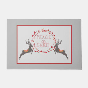 Peace on Earth Reindeer Holiday Doormat