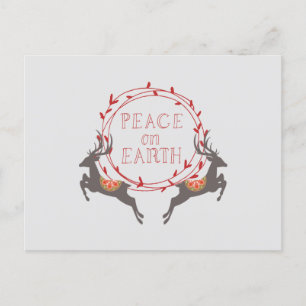Peace on Earth Reindeer Holiday Postcard