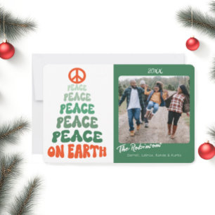 Peace on Earth Retro Font Custom Photo Holiday