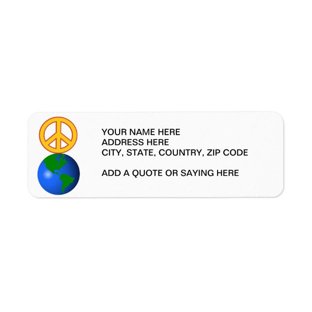 Peace On Earth Return Address Label (Front)