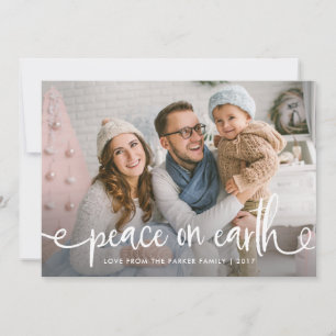 Peace on Earth   Rustic Typography for Christmas Holiday Card