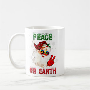 Peace On Earth Sign Merry Christmas Santa Hat hipp Coffee Mug