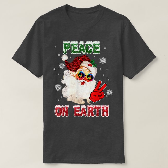 Peace On Earth Sign Merry Christmas Santa Hat hipp T-Shirt (Design Front)