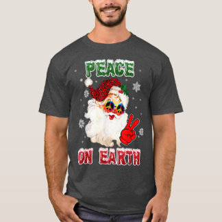 Peace On Earth Sign Merry Christmas Santa Hat hipp T-Shirt