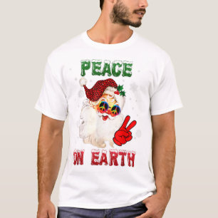 Peace On Earth Sign Merry Christmas Santa Hat hipp T-Shirt