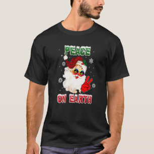 Peace On Earth Sign Merry Christmas Santa Hat hipp T-Shirt