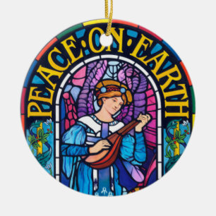 Peace on Earth stained glass ceramic decoration
