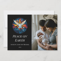 Peace on Earth Stained Glass Dove Christmas Design