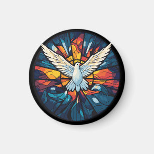 Peace on Earth Stained Glass Dove Christmas Design Magnet